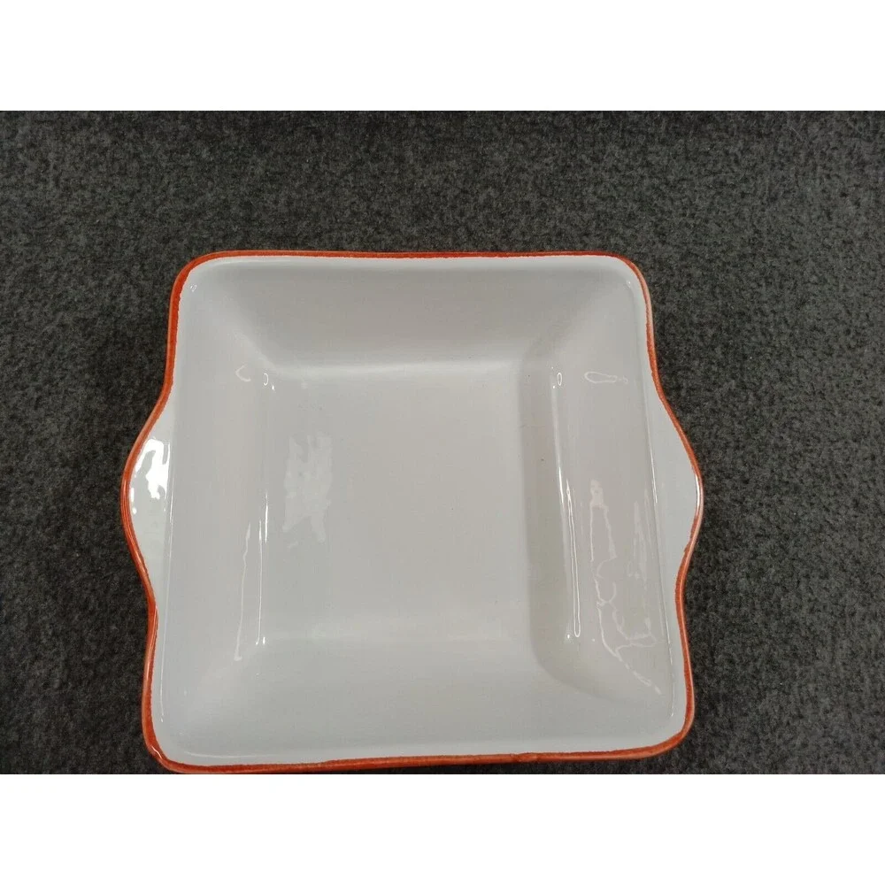 Painted Ceramic Casserole Square Dish Made in Italy Fish Nautical Beach NEW